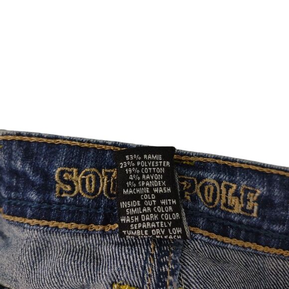 Y2K SOUTHPOLE Embellished Denim Bermuda Jean Shorts Women's 7 28x12 Rhinestone - Picture 7 of 7